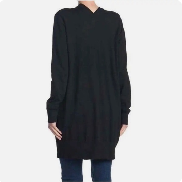 Sweet Romeo Black Long Open Front Cardigan Sweater Size Large - Picture 2 of 7